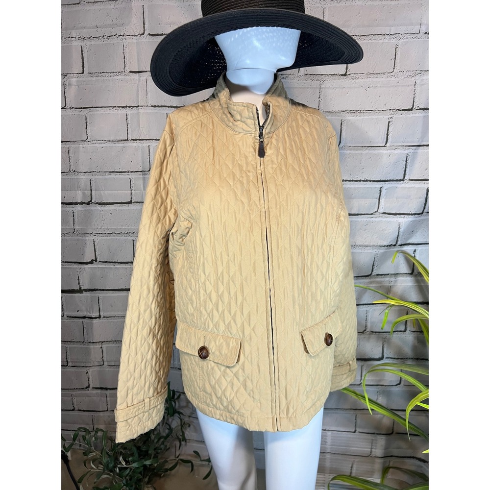 Merona Womens XL Tan Beige Quilted Barn Jacket Full Zip Lightweight Equestrian - Picture 2 of 6